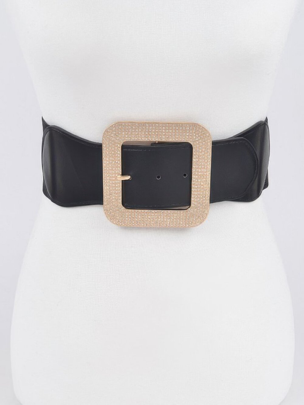 Rhinestone Square Buckle Plus Size Elastic Belt